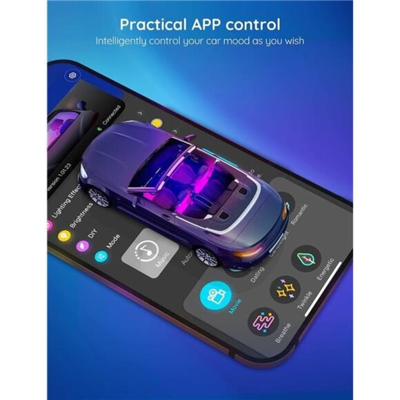 Car LED Lights, Smart Car Interior Lights with App Control, RGB Lights with DIY - Picture 4 of 7